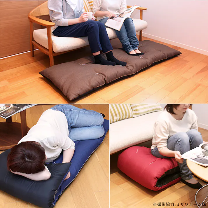 長座布団 60×180 ロングクッション ロングフロアクッション 座布団 シャンブレー 日本製 おしゃれ 無地