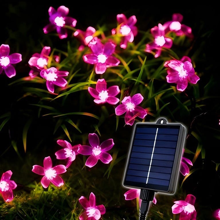 イルミネーションライト ソーラー 11m 62球 IP44防水 LED 桜 さくら コントローラー付 点滅モード 屋外 飾り クリスマスライト 電球色 自動点 生活家電