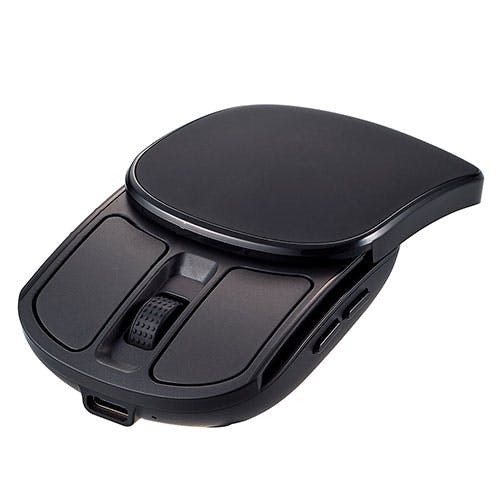 Digio 無線充電式スライド静音5ボタンBlueLEDマウス ブラック マウス・キーボード・入力機器