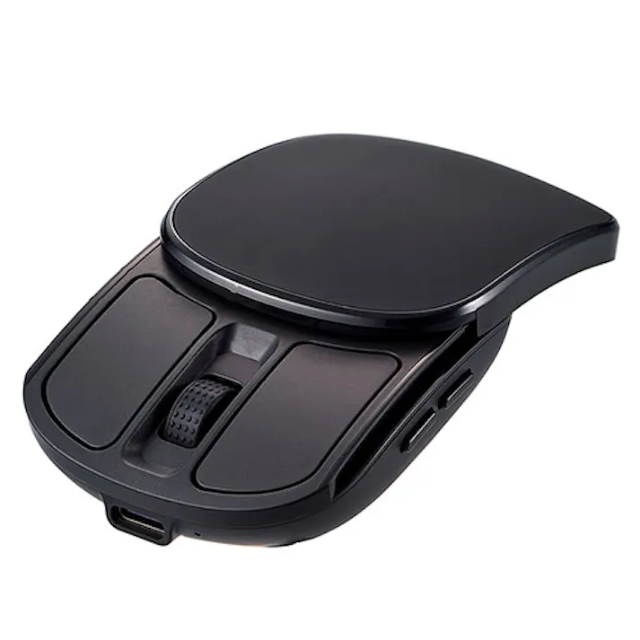 Digio 無線充電式スライド静音5ボタンBlueLEDマウス ブラック