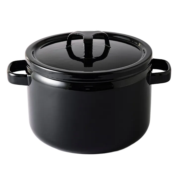 富士ホーロー 匠シリーズ 深鍋 22cm 5.6L 深型 両手鍋 ホーロー フタ付き ガス火 IH対応 TKM-22DW 鉄緑 鉄黒【琺瑯 蓋付き キャセロール ホーロー鍋 直火 IH 鉄色 ほうろう 調理器具 オーブン調理】 鉄黒