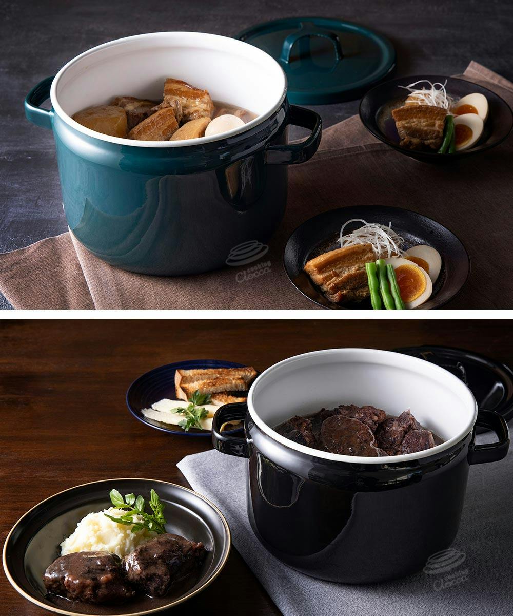 富士ホーロー 匠シリーズ 深鍋 22cm 5.6L 深型 両手鍋 ホーロー フタ