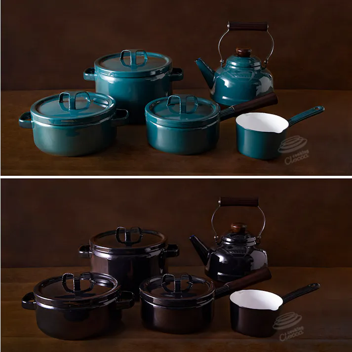 富士ホーロー 匠シリーズ 深鍋 22cm 5.6L 深型 両手鍋 ホーロー フタ付き ガス火 IH対応 TKM-22DW 鉄緑 鉄黒【琺瑯 蓋付き キャセロール ホーロー鍋 直火 IH 鉄色 ほうろう 調理器具 オーブン調理】 鉄黒