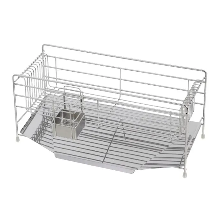 22360【YK-2360】スリム に 渡せる 水切りラック 幅43cm 燕三条製 水切り ラック 水切りかご 水切りカゴ 水切り籠 ステンレス シンク上 シンクサイド シンクに渡せる スリム 皿 カトラリー トレー 国産 日本製 省スペース オールステンレス 水捨て不要