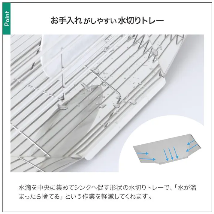 22361【YK-2361】スリム に 渡せる 水切りラック 幅58cm 燕三条製水切りかご 水切りカゴ バスケット ステンレス シンク上 シンクサイド シンクに渡せる スリム カトラリー トレー 日本製 省スペース オールステンレス 水捨て不要