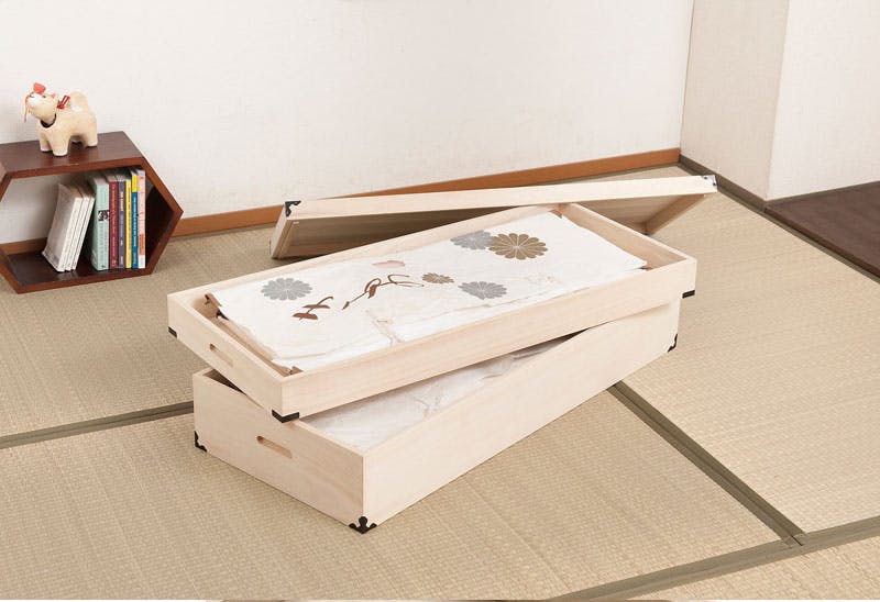 桐衣装箱2段 浅深型 隅金具付 桐衣装ケース2段 高級桐ケース 箪笥