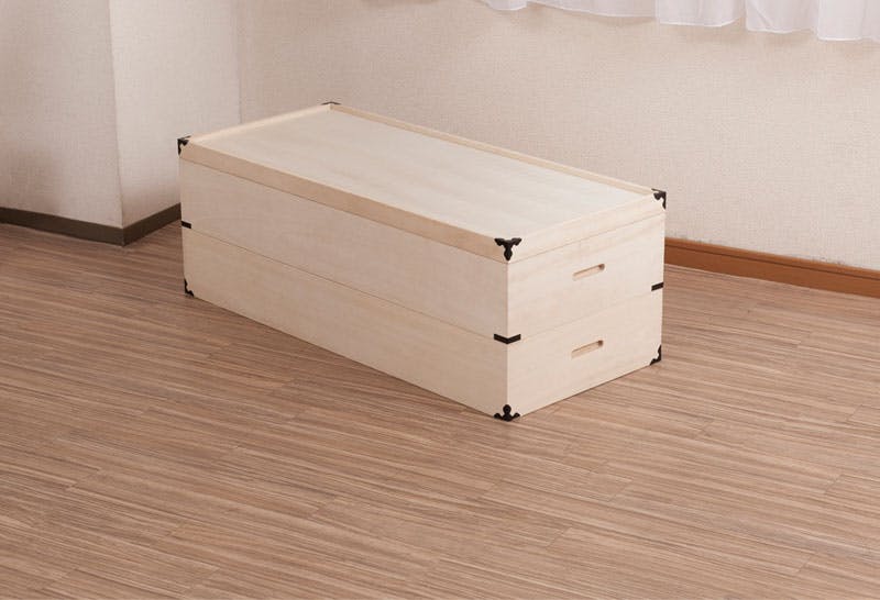 桐衣装箱2段 深深型 隅金具付 桐衣装ケース2段 高級桐ケース 箪笥