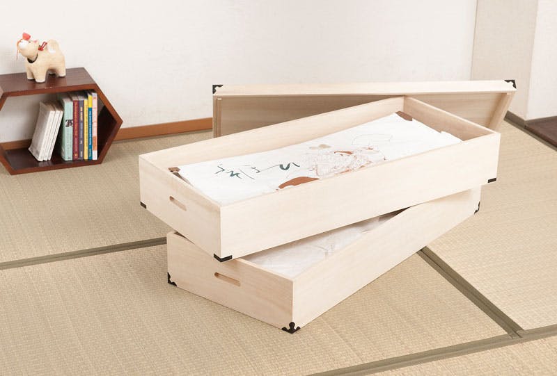 桐衣装箱2段 深深型 隅金具付 桐衣装ケース2段 高級桐ケース 箪笥