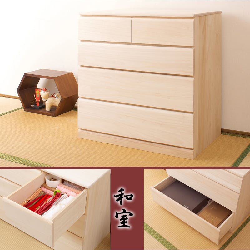 国産品 桐クローゼットチェスト 76幅 4段 大川家具 日本製