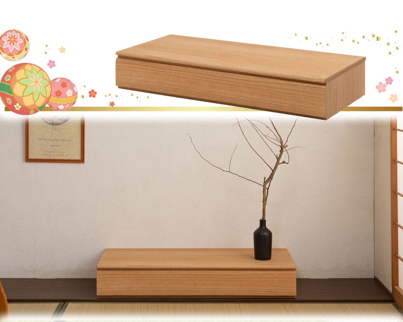桐1段 置き床 置床 花台 ナチュラル 日本製 大川家具 掛け軸収納 桐