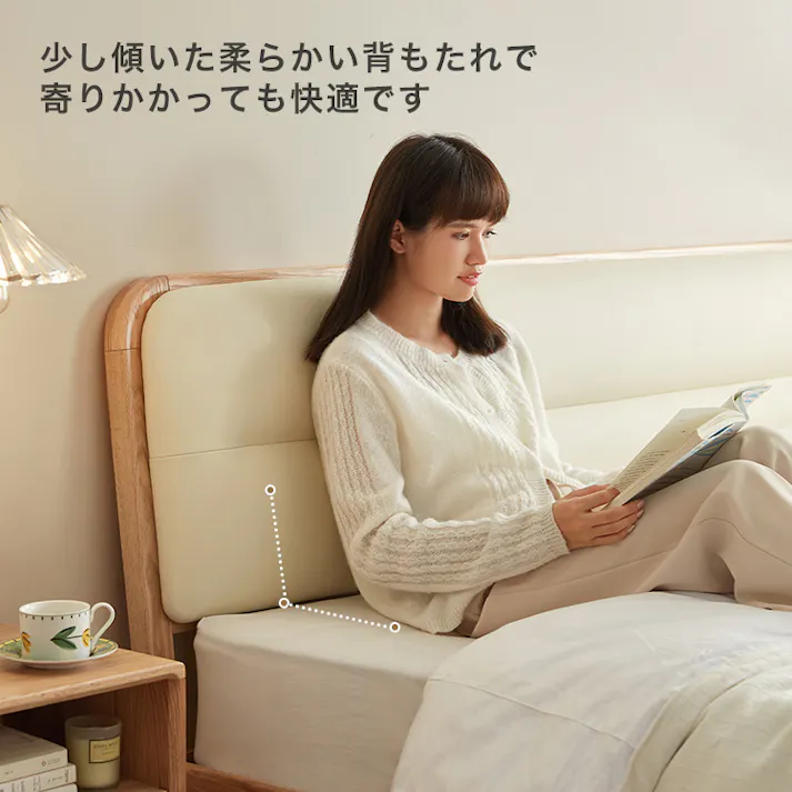 FASグレード 北米産オーク無垢材+ブナ材ベッド 150×200cm ワイドダブル/カラー:ナチュラル/ 組立 #ou-sh-li-00916--na 【4535306232597】※フレームのみ(マットレス、布団、枕等は付属しません)