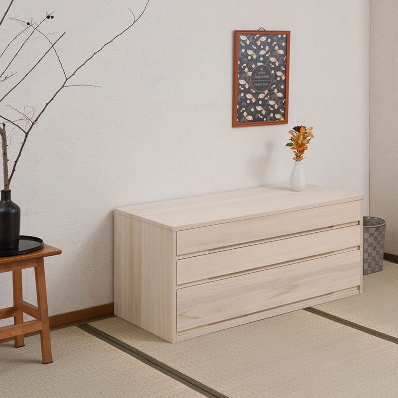 桐心】 幅100.5 3段 高さ44 和ダンス 和タンス 和箪笥 着物用 日本製