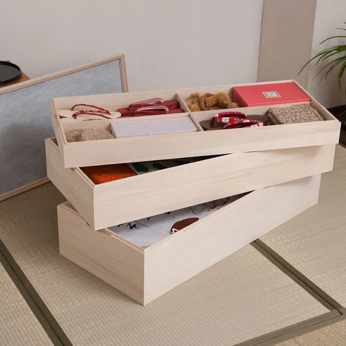 【桐心】きごころシリーズ 隠しキャスター付きスタッキング式桐衣装箱3段 高級桐ケース桐衣装箱 桐の衣装ケース チェスト 押入れ クローゼット 和ダンス 和タンス 和箪笥 着物 日本製 引き出し 着物収納 桐たんす 収納ケース 押し入れ 着物入れ 整理タンス 衣装タンス