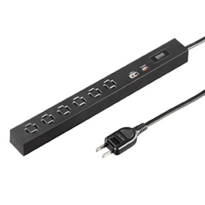 スリムタップ(AC6個口・A1+C1・PD33W・3m・ブラック)