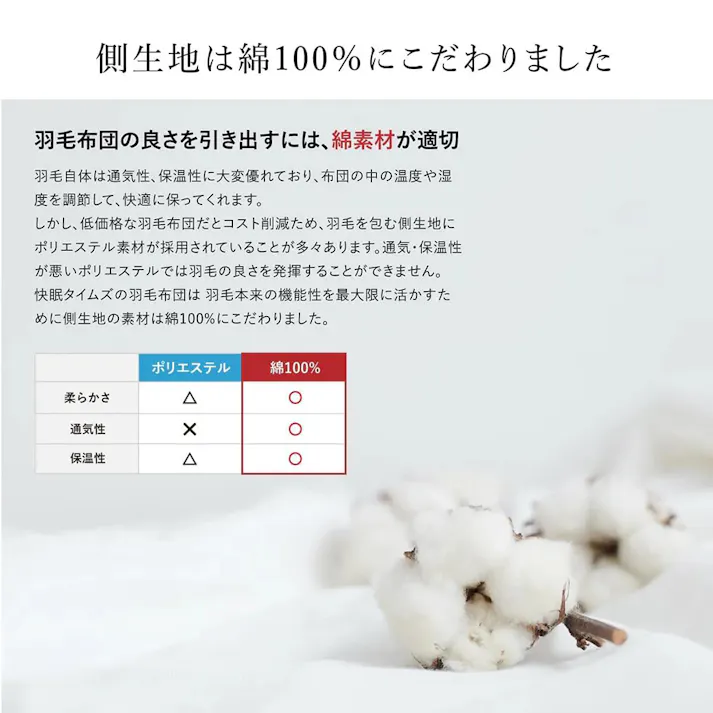 羽毛布団 シングル ナチュラルダック 綿100% 350dp 防ダニ 抗菌 消臭 ダック ダウン90% かさ高145mm ダウンパワー350