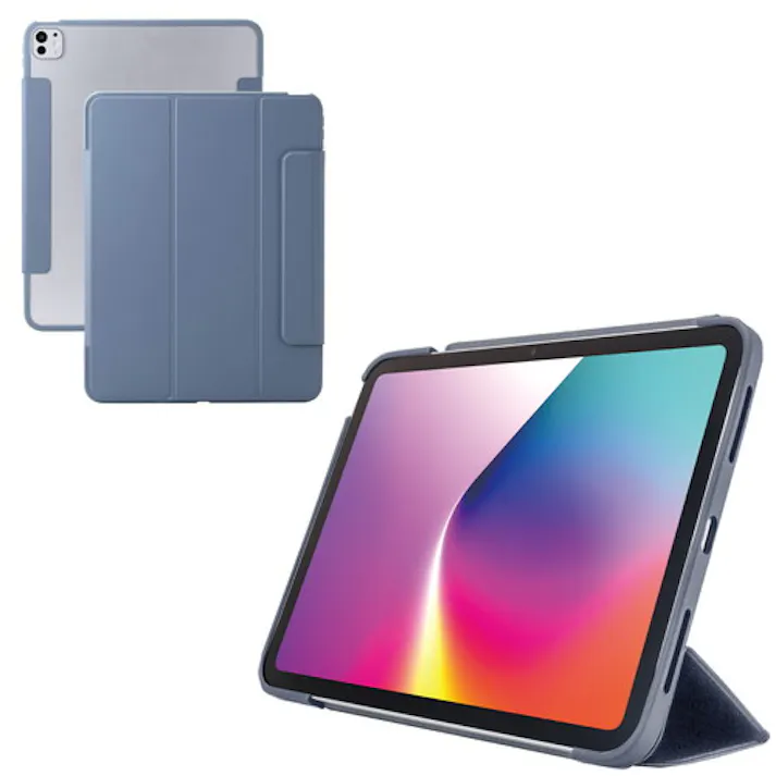 iPad Pro ケース 13インチ (M5/M4) マグネット式フラップ 薄型 ブルーグレ
