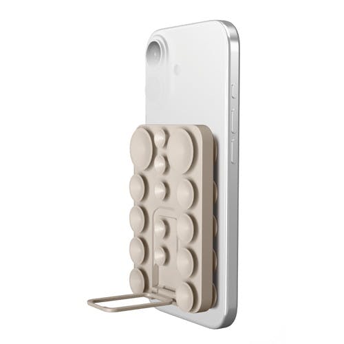 スマホホルダー 両面吸盤 全機種対応 スタンド機能付 縦横対応 ベージュ