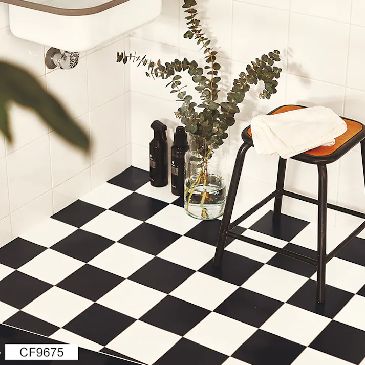東リ クッションフロア チェッカー 5913 (R) 182cm幅×9m CF9675 パターン アメリカン風 格子 モノクロ 日本製 インテリアショップゆうあい