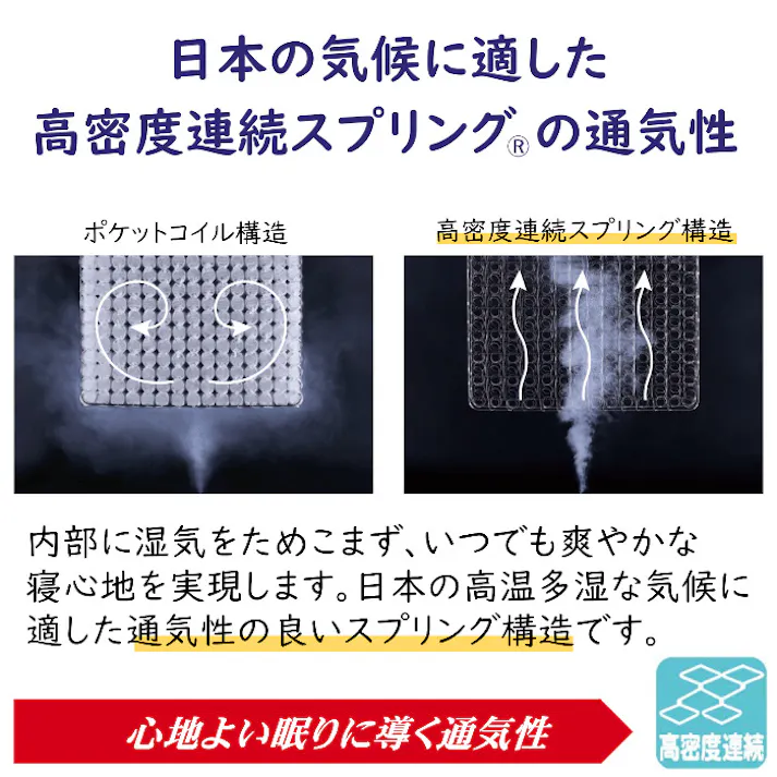 フランスベッド 脚付きマットレス ダブルサイズ D 高密度連続スプリング 3色から選べるカラーバリエーション