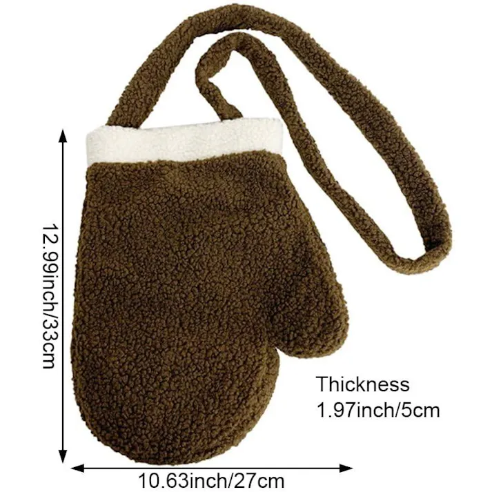 クリスマスバッグ かわいい 赤い手袋 大容量 ショルダーバッグ レデース 漫画 ぬいぐるみ ふわふわ もこもこ 秋冬 パーティー用