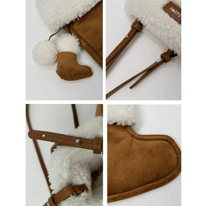 クリスマス ショルダーバッグ ハンドバッグ 靴の形 赤い かわいい モコモコ バック かばん おしゃれ 誕生日 クリスマス 雰囲気 プレゼント 萌 グッズ キャンディー入れ 小物入れ