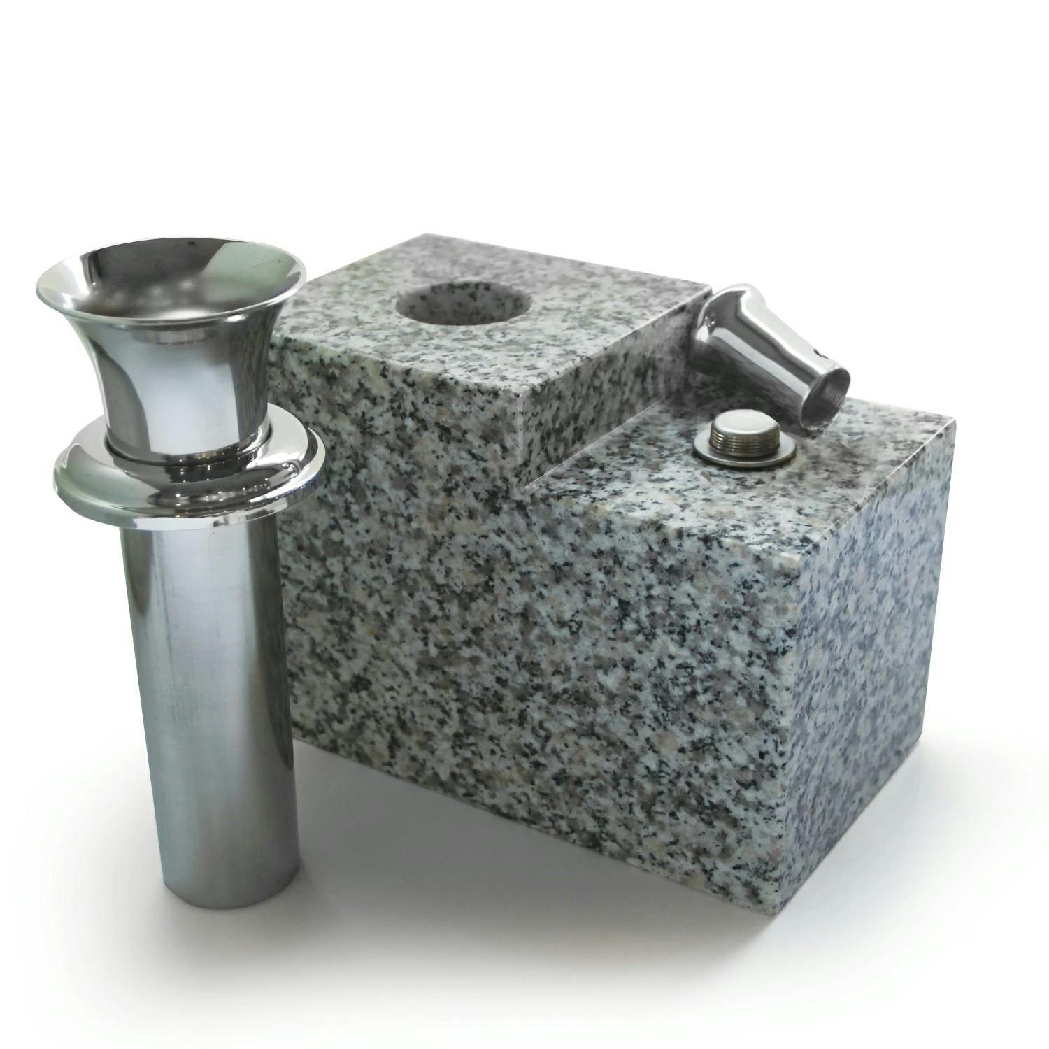 お墓用】 御影石 花立 【線香立て】 【一体型セット W44L】 女性が