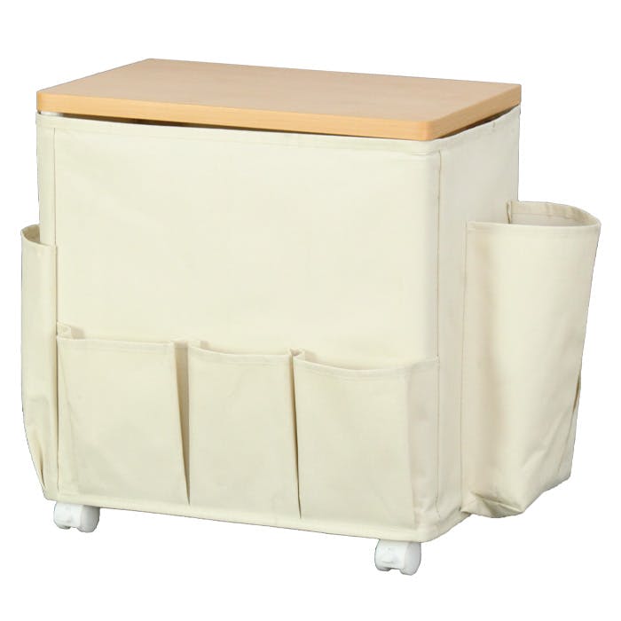 サイドテーブル 収納 ワゴン 天板 キャスター付き 小物収納 ソファテーブル ナイトテーブル ポケット リビング