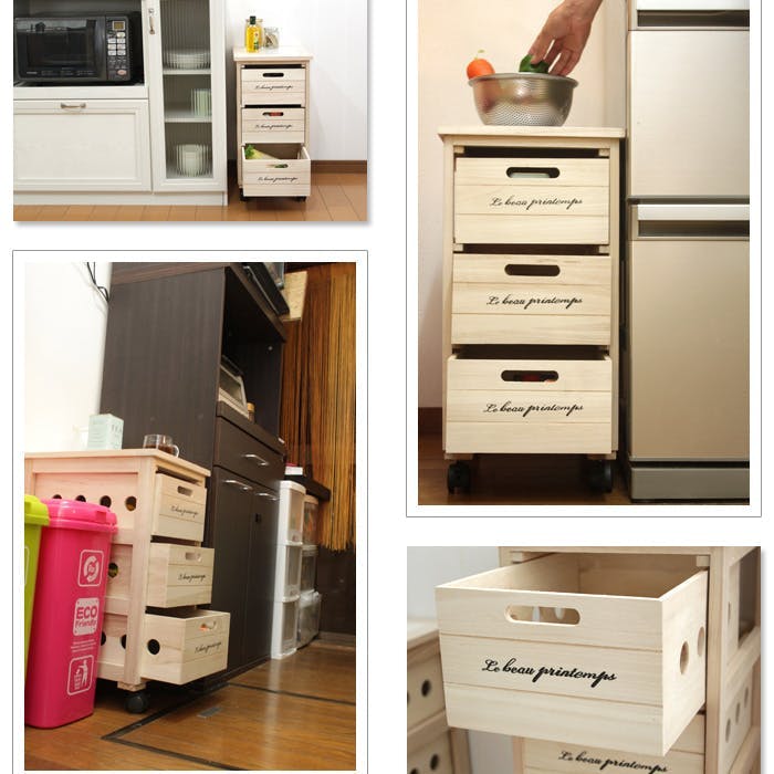 キッチンワゴン キッチンストッカー3段 野菜ストッカー 収納ストッカー