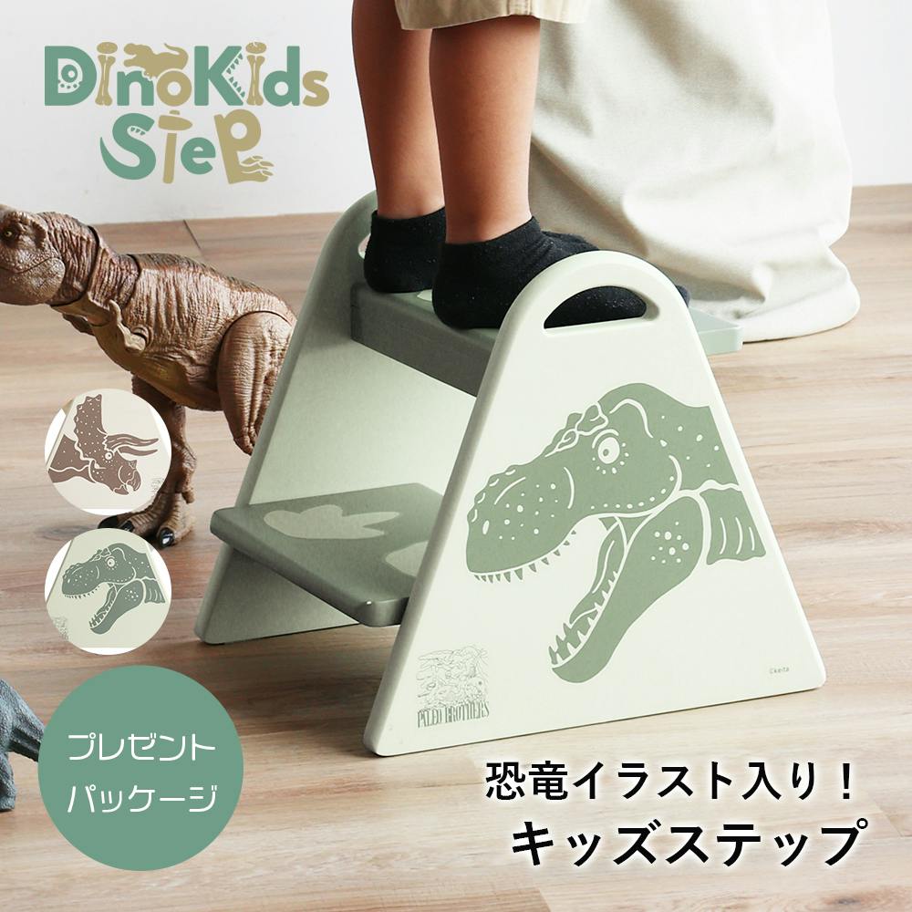 恐竜イラスト入り 遊び心をくすぐるキッズ踏み台 Dino Kids Step