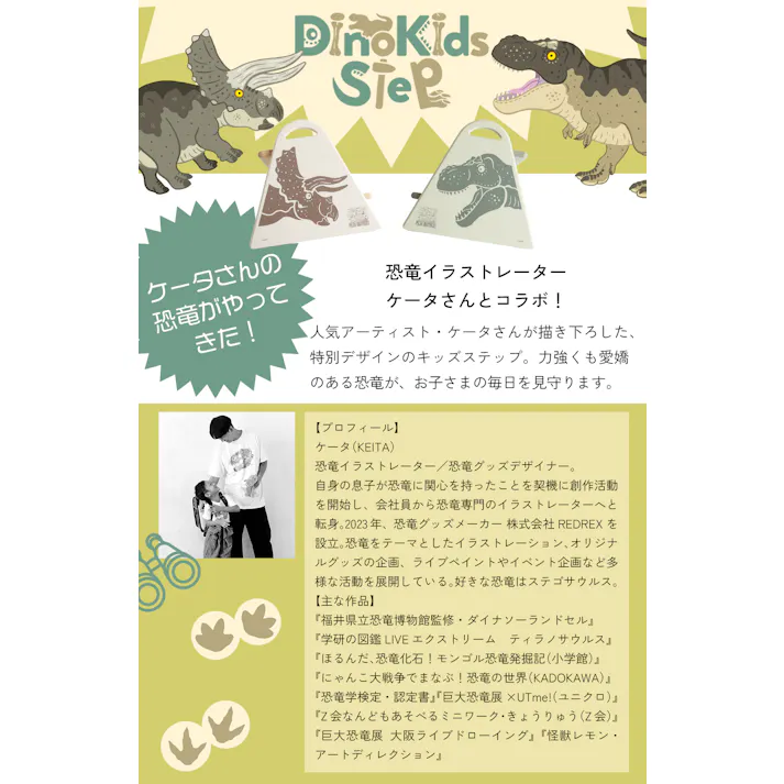 恐竜イラスト入り 遊び心をくすぐるキッズ踏み台 Dino Kids Step
