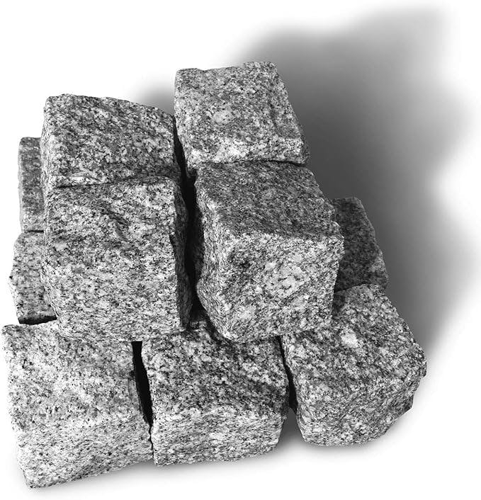 キューブ石 白【12個セット】 御影石 ピンコロ 石 (一丁掛, 白) | 庭園