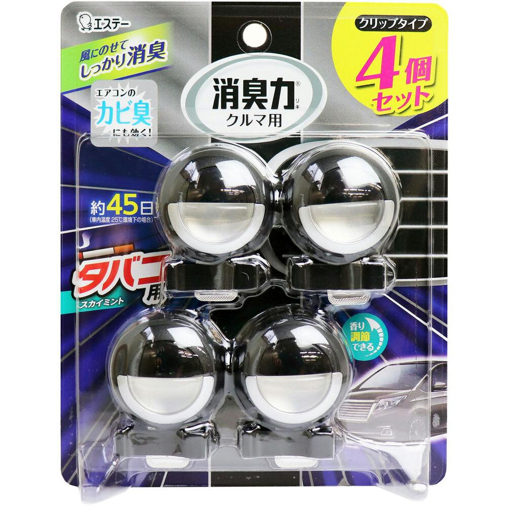 消臭力 クルマ用 クリップタイプ タバコ用 スカイミント 3.2mL×4個セット ×1点【送料込み】 ＃4901070128754