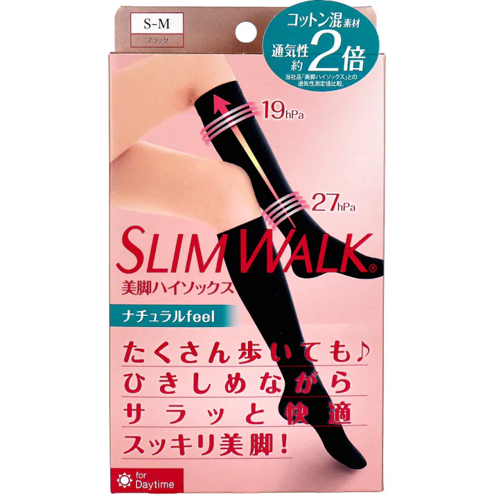 スリムウォーク 美脚ハイソックス ナチュラルfeel ブラック S-M ×1点【送料込み】 #4902522676588