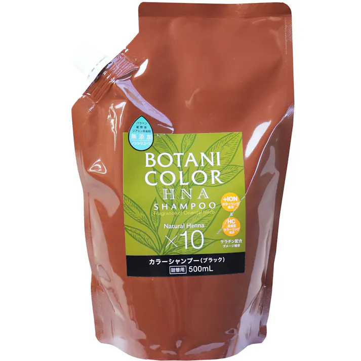 Mottoボタニカラーシャンプー(ヘンナ入り) ブラック 詰替用 500mL ×1点【送料込み】 #4969133276255
