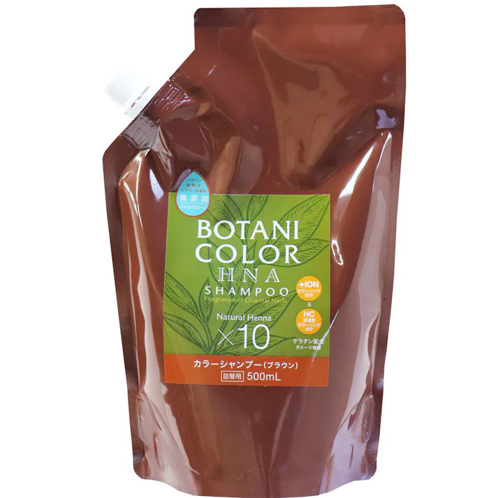 Mottoボタニカラーシャンプー(ヘンナ入り) ブラウン 詰替用 500mL ×1点【送料込み】 #4969133276262