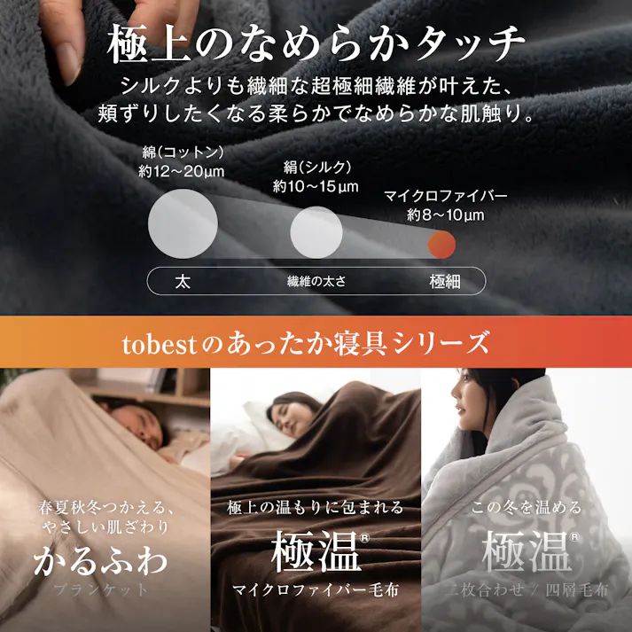 tobest 極温 毛布 ブランケット 冬【静電気防止W加工】シングル なめらかな肌触り 高密度フランネル ふわふわ 軽くて暖かい プレミアム マイクロファイバー 洗える 140×200cm S チャコール