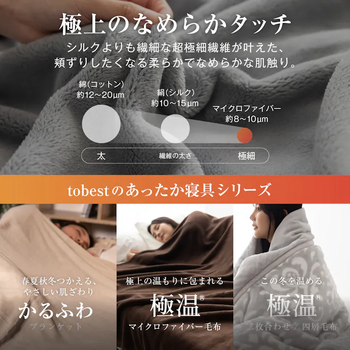 tobest 極温 毛布 ブランケット 冬【静電気防止W加工】シングル なめらかな肌触り 高密度フランネル ふわふわ 軽くて暖かい プレミアム マイクロファイバー 洗える 140×200cm S グレー
