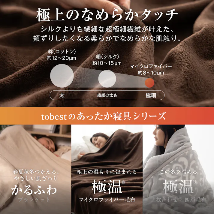 tobest 極温 毛布 ブランケット 冬【静電気防止W加工】セミダブル なめらかな肌触り 高密度フランネル ふわふわ 軽くて暖かい プレミアム マイクロファイバー 洗える 160×200cm SD ブラウン