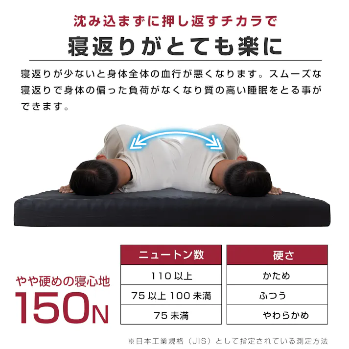 tobest「極」高反発マットレス 3つ折り 10cm 絶妙な硬さ プロファイル加工 折り畳み ベッド 敷布団 ベッドマット 極厚 三つ折り ブラック シングル S