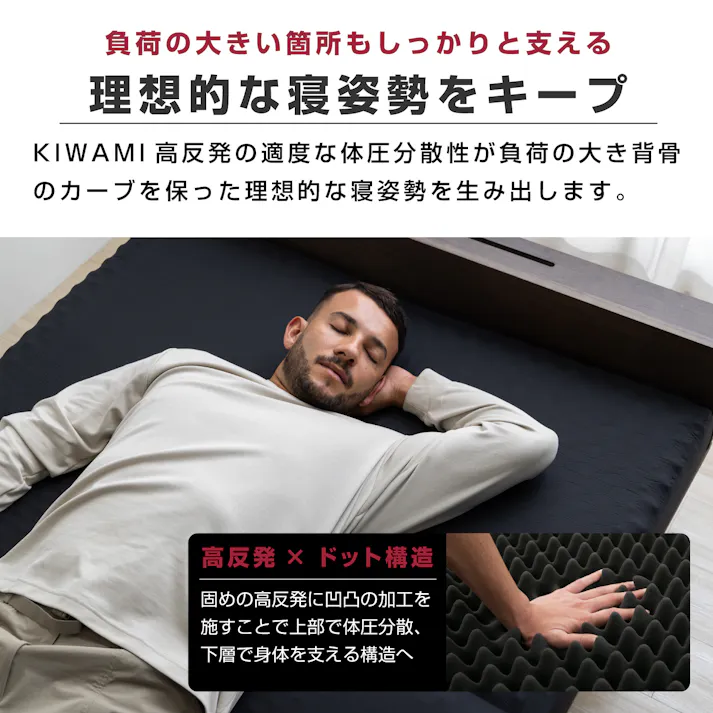 tobest「極」高反発マットレス 3つ折り 10cm 絶妙な硬さ プロファイル加工 折り畳み ベッド 敷布団 ベッドマット 極厚 三つ折り ブラック セミダブル SD