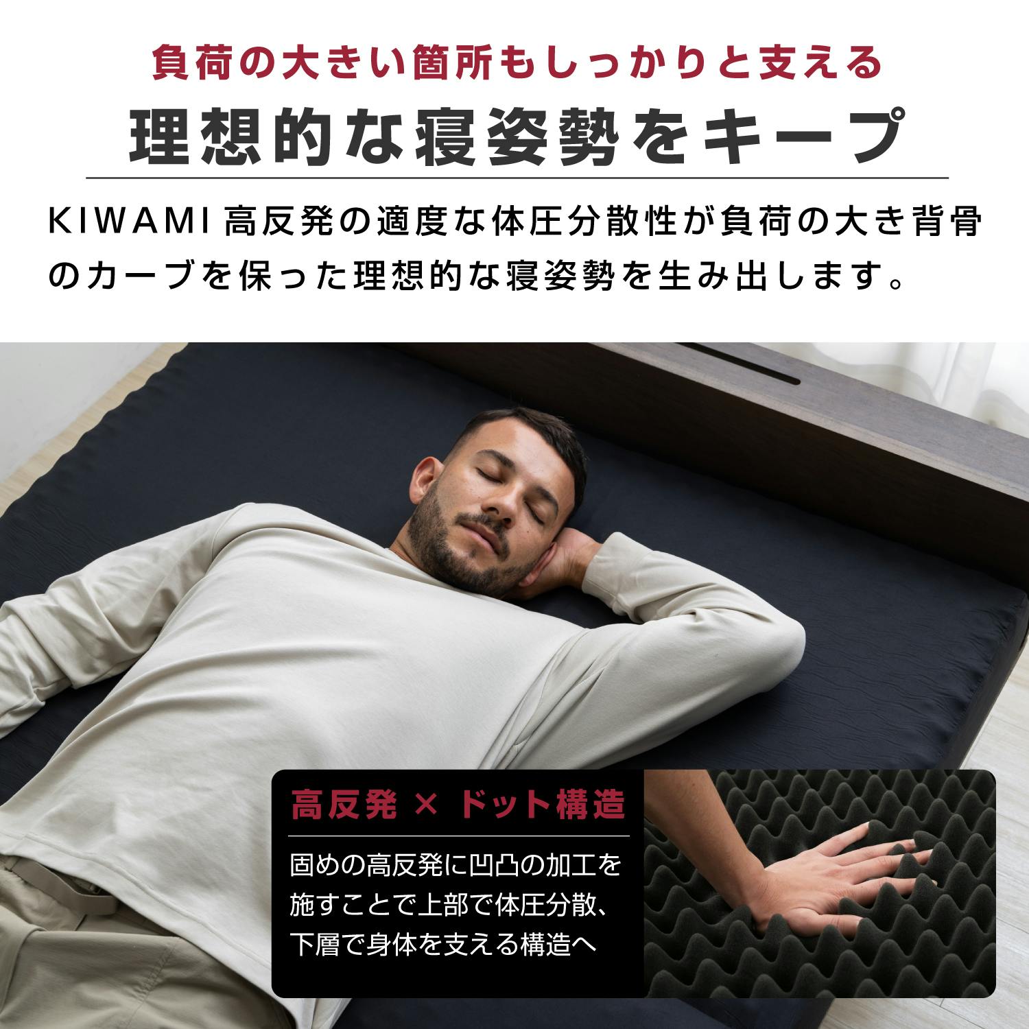 tobest「極」高反発マットレス 3つ折り 10cm 絶妙な硬さ プロファイル