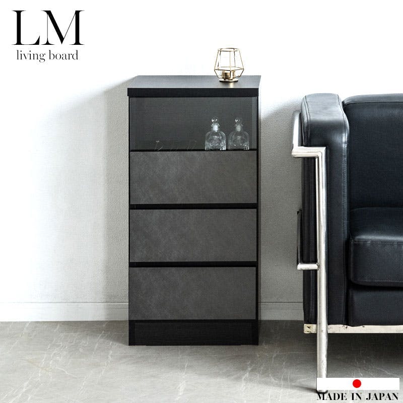 薄型リビングボード 幅40 奥行30 引出しタイプ サイドボード キャビネット シルバーメタリック 日本製 完成品 チェスト 引き出し 大川家具 リビング収納 収納家具 収納 棚 木製 北欧 おしゃれ シンプル リビング カウンター下収納 ガラスキャビネット