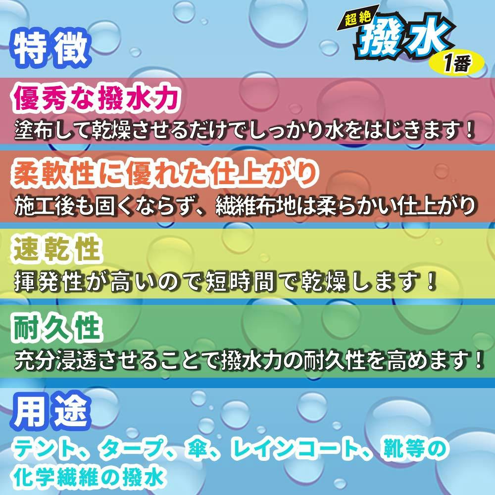 超絶撥水1番 2kg / 繊維 撥水 テント タープ 傘 レインコート 靴 撥水