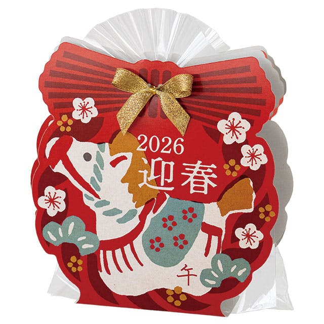 ヘッズ 日本製 ギフトボックス W144×D30×H170mm 赤 10枚 2026干支ウマカバーバッグセット 午 馬 HEADS 26ET-CVB1