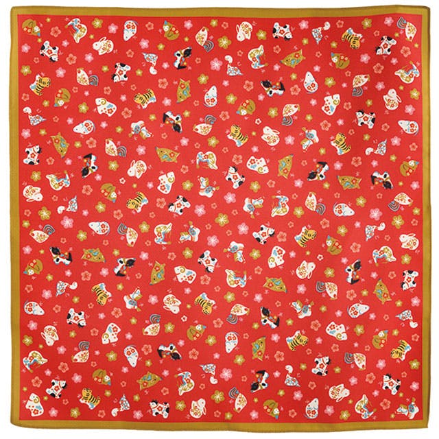 ヘッズ 風呂敷 W750×H750mm 赤 10枚 えんぎもの 十二支 HEADS ENJ-FUR1
