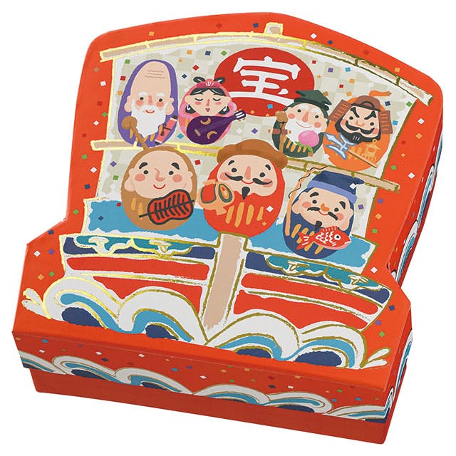 ヘッズ ギフトボックス W218×D228×H80mm 赤 4個 えんぎもの貼箱 七福神 HEADS ENN-HBM