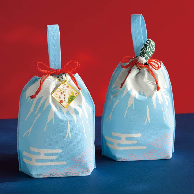 ヘッズ ラッピング袋 巾着 W230×D100×H240mm 水色 20枚 富士山 不織布