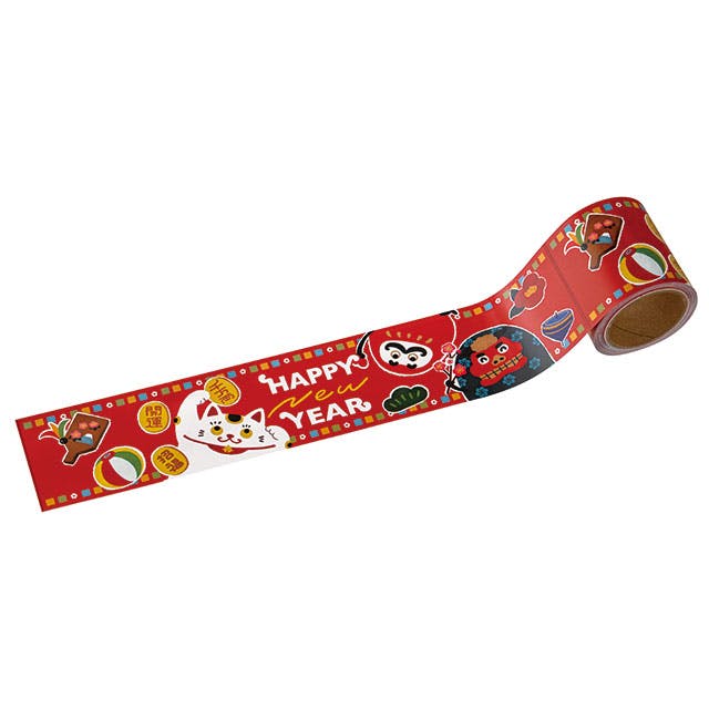 ヘッズ 日本製 ポスター W59mm×10m巻 赤 1巻 迎春シール付ロール棚ポスター HEADS GS-TP3S