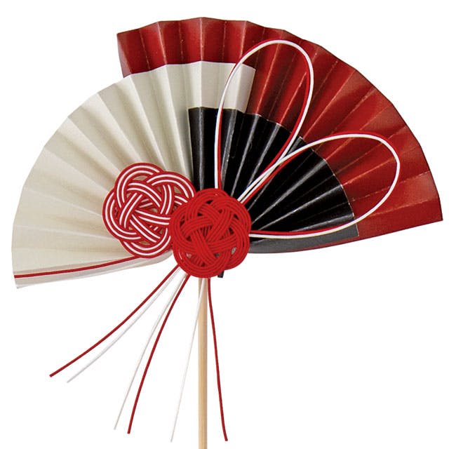 ヘッズ フラワーピック W150×H140(全長500)mm 紅白 6本 扇フラワー