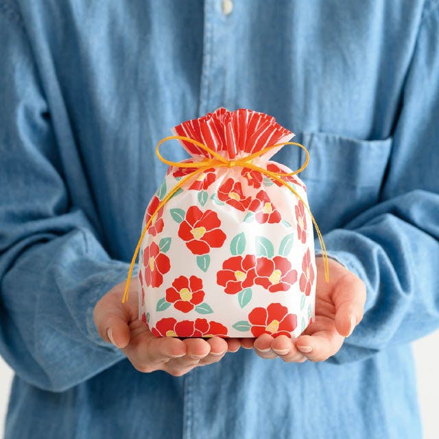 ヘッズ ラッピング袋 巾着 W180×D80×H180mm 赤 20枚 和風PE巾着バッグ